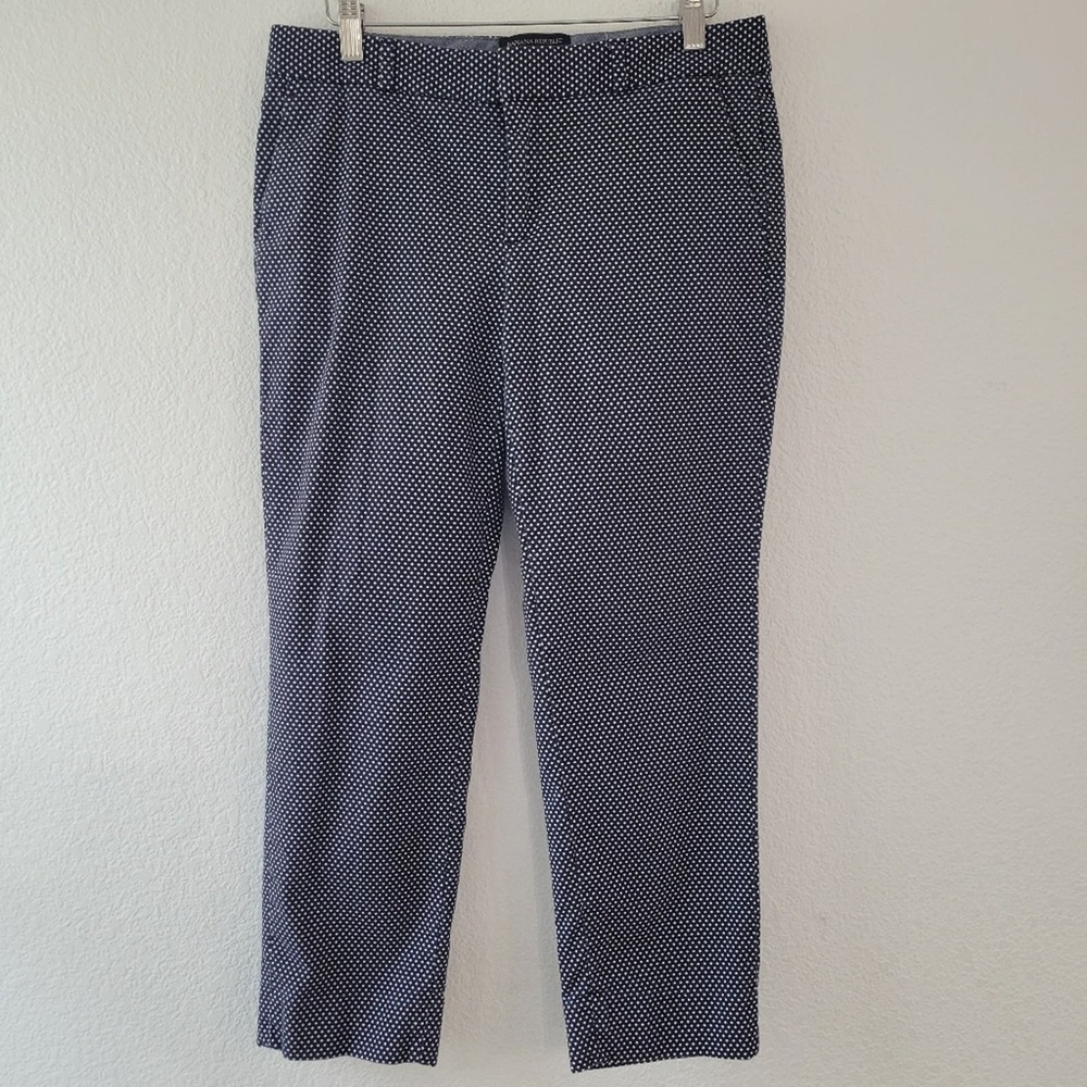 Banana Republic Petite Women's Navy and White Cropped Hampton Pants Size 4P